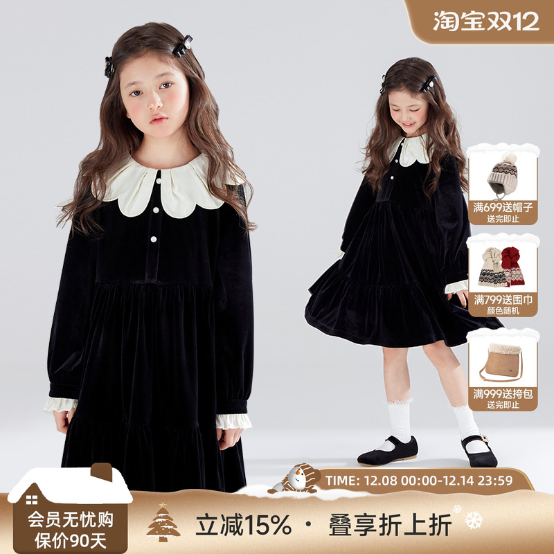 浪漫月下山茶花   法式赫本千金丝绒裙