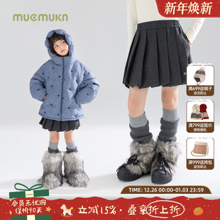 百褶花苞腰裙子毛呢学院风女童冬新 32绵羊毛 MUCMUKN 挪威日记