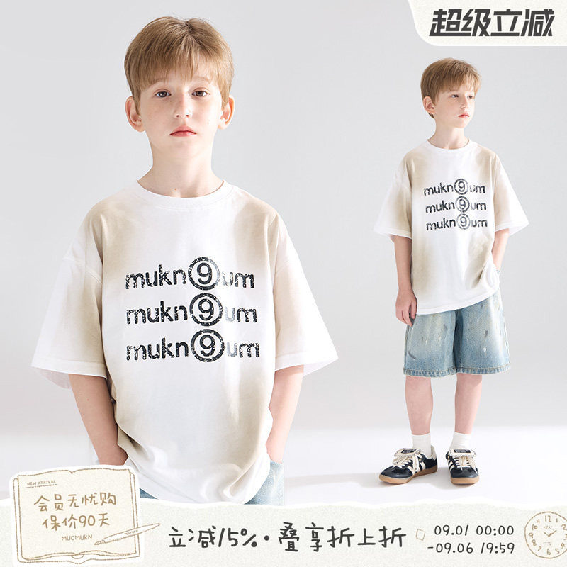 MUCMUKN【星际街头】7A抑菌速干印花做旧喷绘T恤短袖男童夏季新款图片
