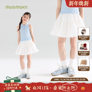 夏日百搭蓬蓬白色蛋糕腰裙女童夏季 高密全棉 新款 奶芙朵朵