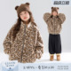 MUCMUKN 豹纹仿羊羔绒外套新雪丽棉保暖棉服女童冬新 千禧复古