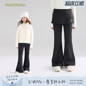 百搭保暖女童冬新款 一体加绒裙帘喇叭打底裤 叠搭神裤 MUCMUKN