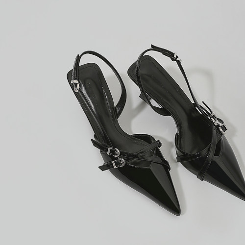 韩系俏皮少女镂空高跟鞋金属风女