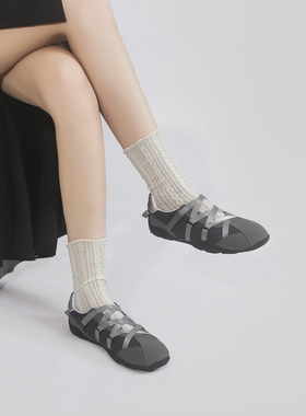 林向晚 芭蕾少女~韩系设计感小众机能风德训鞋内增高休闲运动鞋女