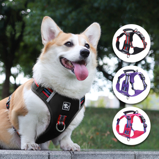 宠物胸背狗狗外出遛狗防爆冲大中小型犬胸背带工字背心柯基牵引绳