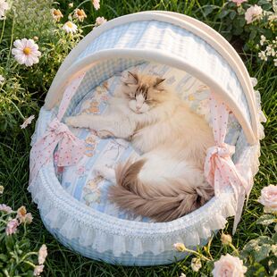 猫窝甜美梦幻摇篮窝春夏季透气猫床半封闭公主风狗床宠物窝车载窝