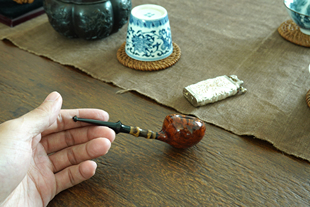 小号竹节烟斗 斗仕直杆桌斗轻巧便携mini叼斗硫化橡胶斗嘴3mm烟道