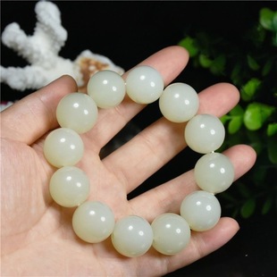 新疆和田玉18mm圆珠手链籽料羊脂白玉男原石手串大圆珠子手串手饰