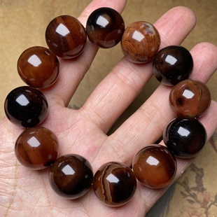 天然玛瑙手串梦幻玛瑙红玛瑙黑曜石情侣手链男女生日礼物玉石手串