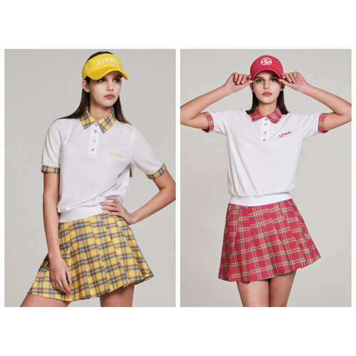 韩国代购UTAA 高尔夫26年SS女士可拆卸蝴蝶结短袖POLO领UF2TSF189