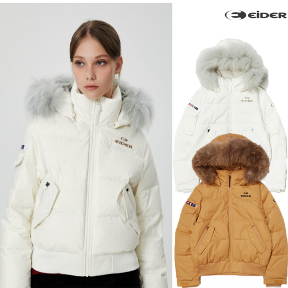 韩国代购正品EIDER户外24年女款可拆卸短款羽绒服舒适保暖外套