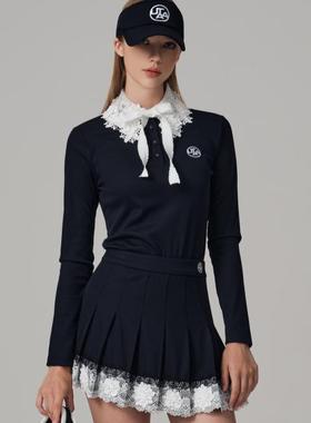 韩国代购UTAA 高端高尔夫球服24年秋冬款蕾丝长袖百褶短裙半身裙