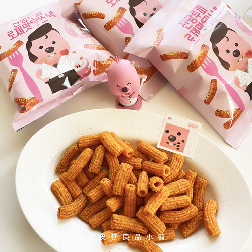 2袋包邮 韩国CU便利店 loopy露比玫瑰味辣炒年糕条脆条米果条零食