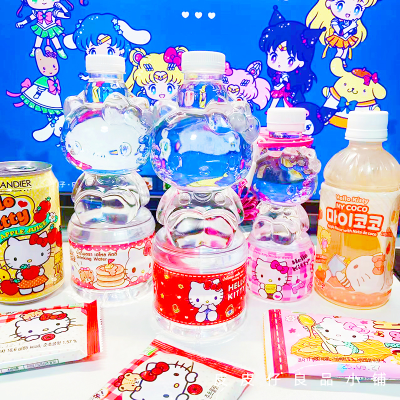 3瓶包邮 泰国711便利店HelloKitty包装透明矿泉水凯蒂猫周边零食
