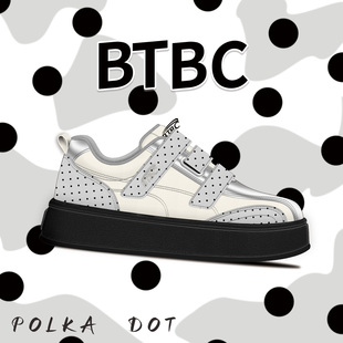 BTBC·【波点厚底魔术贴】2025年秋季新品百搭休闲小白鞋软底德训