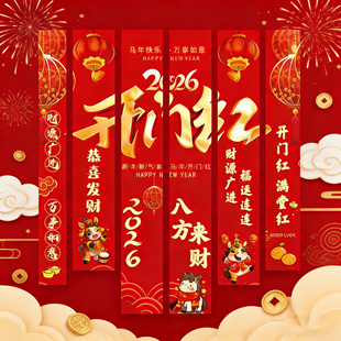 2026新年开门红条幅6件套马年新春元旦装饰摆件春节祝福挂件