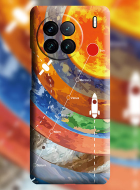 适用于x100手机壳vivo x100U创意中国风X100pro简约涂鸦太空宇航员个性文艺清新泼墨夜光vivo硬壳vivox90pro+