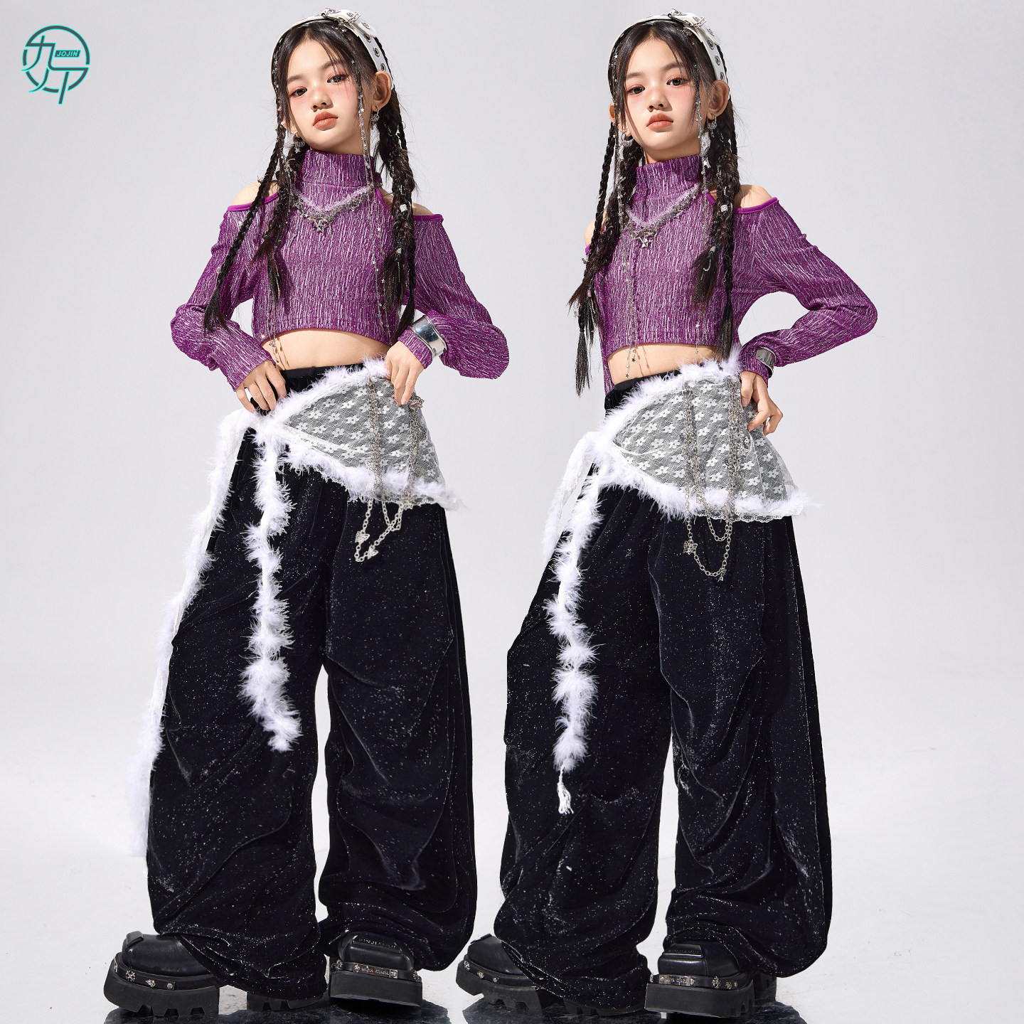 少儿爵士舞潮服女童时髦紫色高领上衣jazz舞蹈服韩舞街舞演出服装,童装/婴儿装/亲子装,儿童演出服,淘宝优惠券,粉丝福利购,淘宝优惠卷