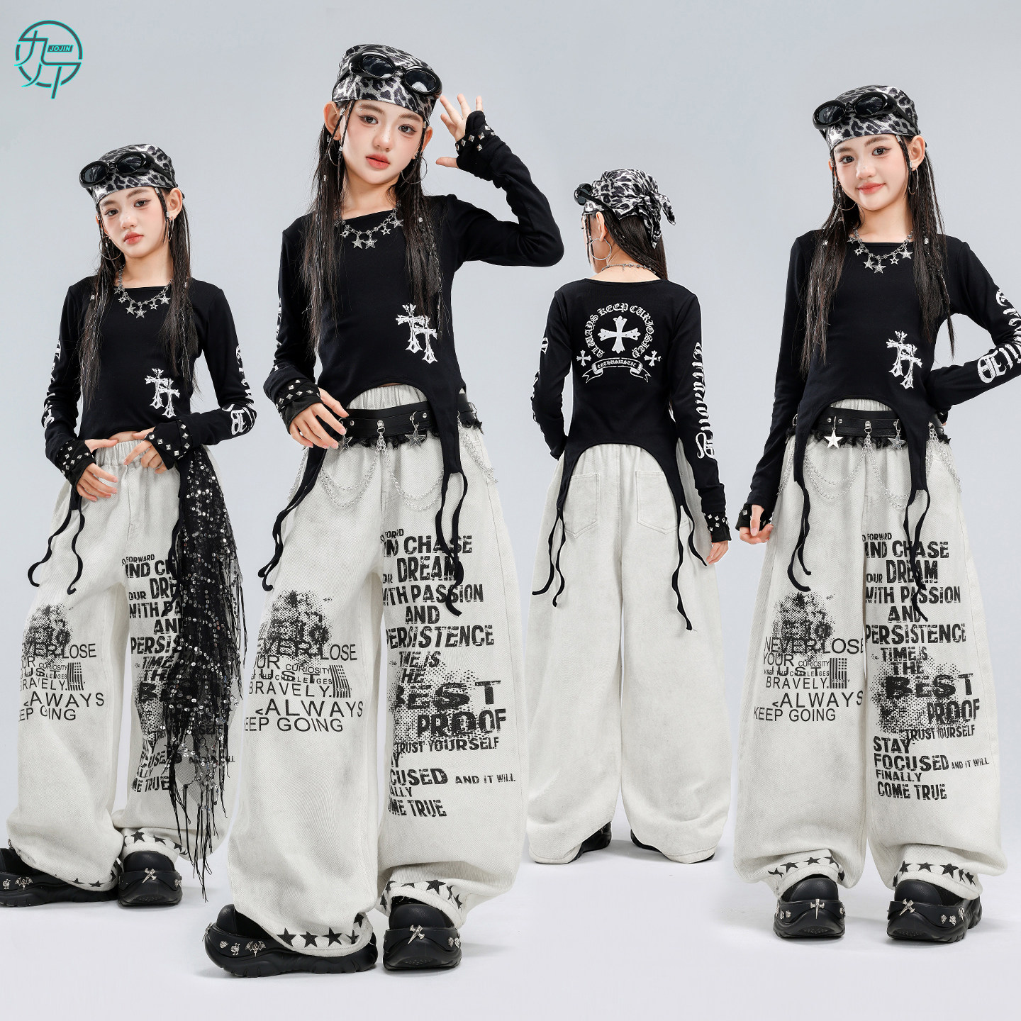 女团黑色长袖jazz爵士舞街舞潮服图片