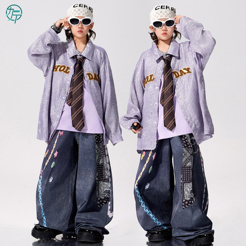 儿童酷帅衬衫嘻哈街舞架子鼓服装