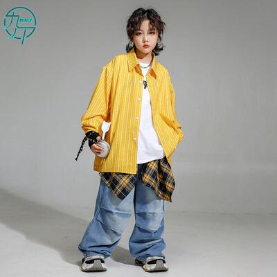 儿童酷帅衬衫嘻哈街舞演出服套装
