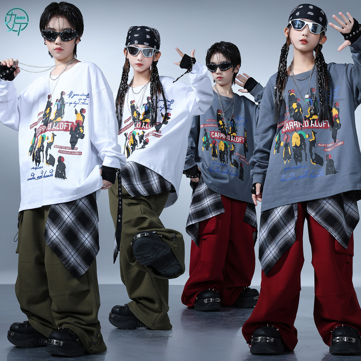 儿童嘻哈街舞潮服男女童宽松长袖T恤工装裤hiphop舞蹈练功演出服,童装/婴儿装/亲子装,儿童演出服,淘宝优惠券,粉丝福利购,淘宝优惠卷