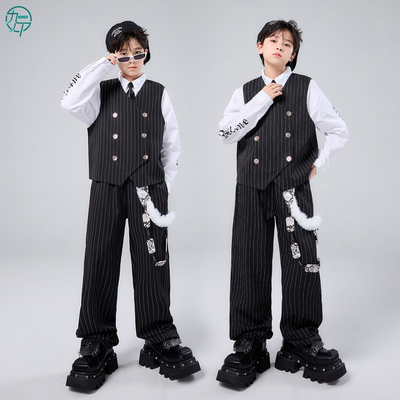 少儿酷帅马甲嘻哈机械舞街舞服装