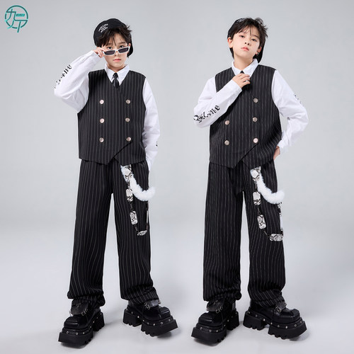 少儿酷帅马甲嘻哈机械舞街舞服装