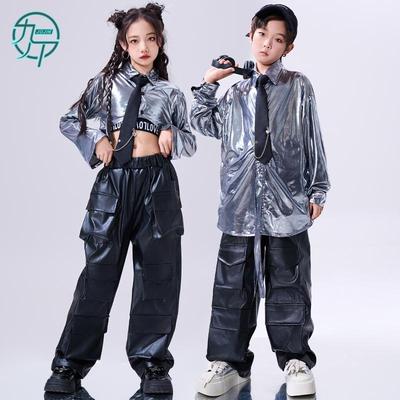 儿童酷帅银色上衣街舞爵士舞服