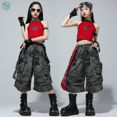 女童时髦吊带jazz爵士舞街舞潮服