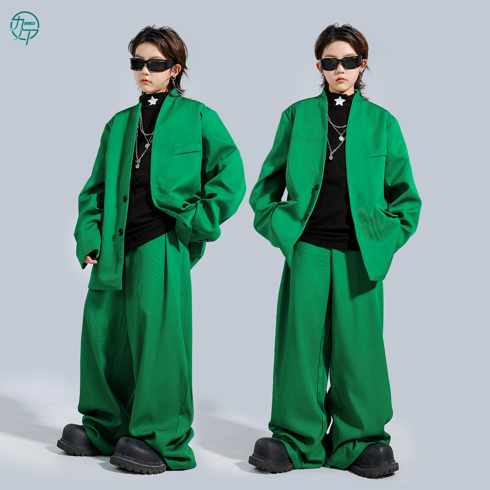 儿童帅气西服locking街舞演出服