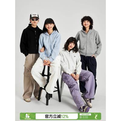 OWOX美式复古双拉链连帽卫衣短款开衫薄款夹克2025新款春秋外套女