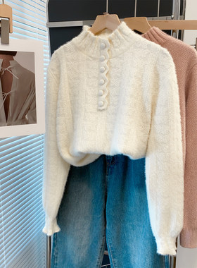 半高领毛衣女加厚打底衫2025秋冬新款宽松外穿针织衫洋派内搭上衣