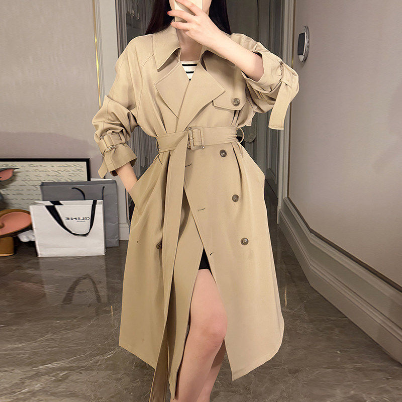 高级感卡其色风衣外套女中长版2025新款春秋小个子韩系英伦风大衣