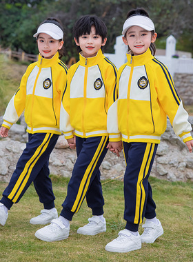 班服校服套装小学生黄色三件套运动会一年级儿童班服幼儿园园服