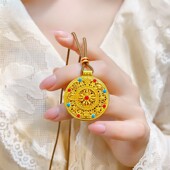 韦雪同款 金包银镂空珐琅彩金刚杵八宝罗盘吊坠福运吉祥项链毛衣链