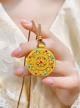 足金包银镂空珐琅彩金刚吊坠