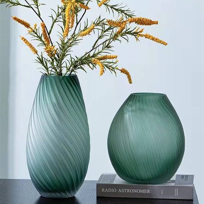 轻奢高端大花瓶落地摆件客厅插花2023新款高级感高档餐桌玻璃摆件