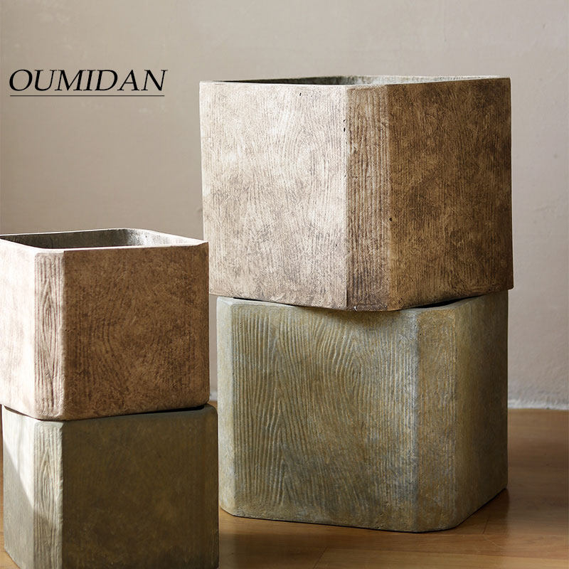 北欧镁泥落地花盆绿植大花器复古