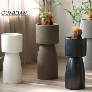创意高脚花盆客厅商场服装店落地大花器北欧绿植植物宝莲灯种植盆