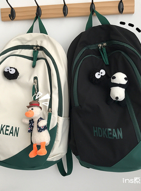 ins日系工装大容量书包女韩版百搭ulzzang原宿风初中学生双肩包男