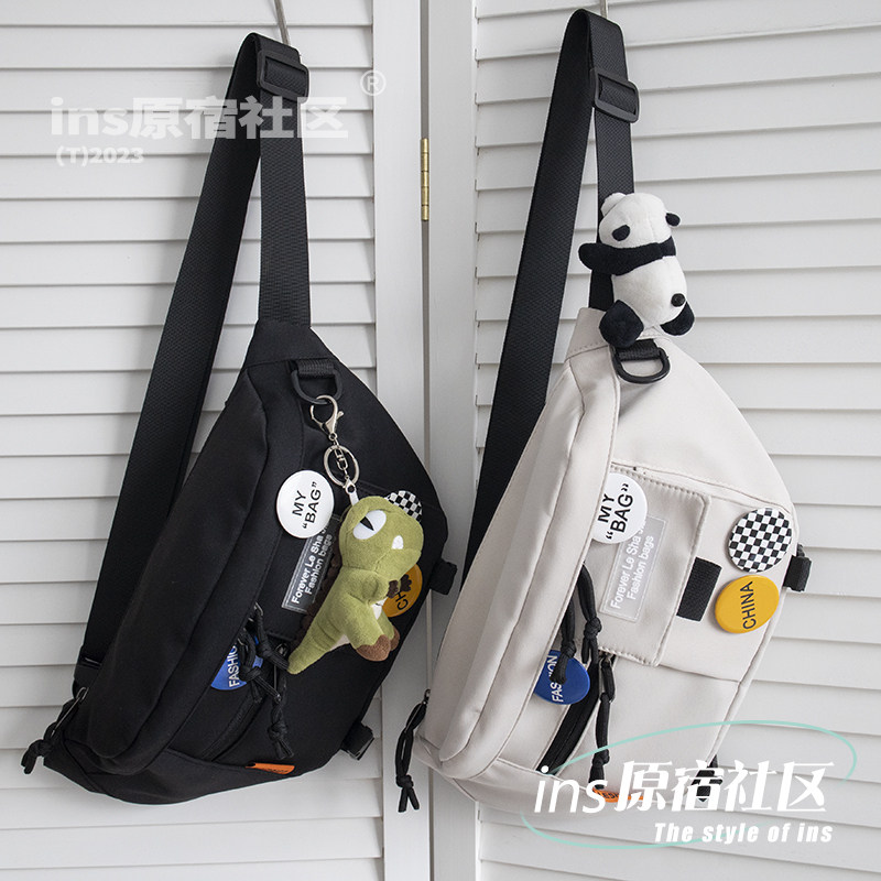 2023新款韩国ins工装机能风斜挎胸包男日系休闲骑行运动腰包女潮