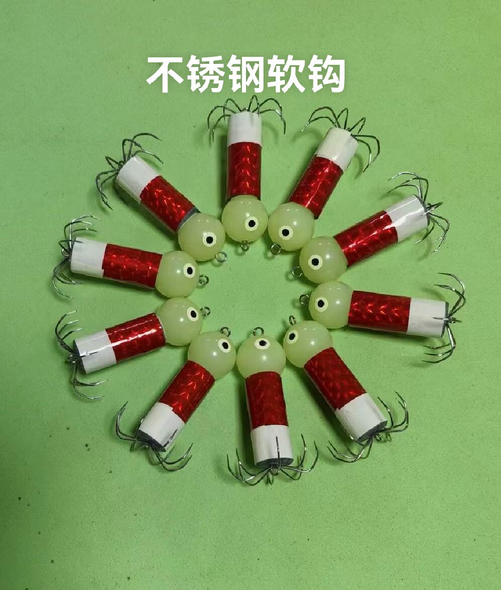 八爪鱼软钩不锈钢章鱼鱿鱼钩副钩镭射海钓主坨超亮夜光八带八蛸钩