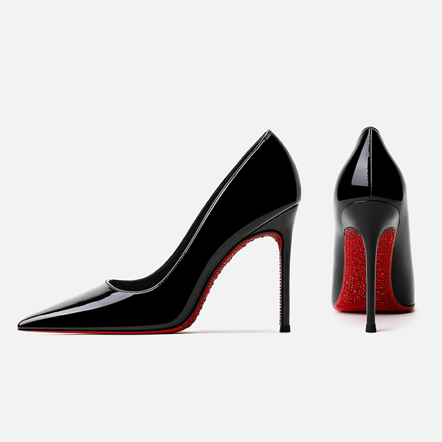 水钻红底高跟鞋女2025年新款单鞋