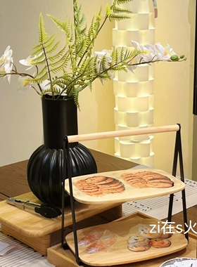 宜家国内代购 弗斯派嘉德 托盘果盘蛋糕甜点盘双层竹/黑色28x20cm