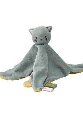 古威瓦方巾 带毛绒玩具蓝色黄色/猫安抚玩偶毛巾宜家国内代购