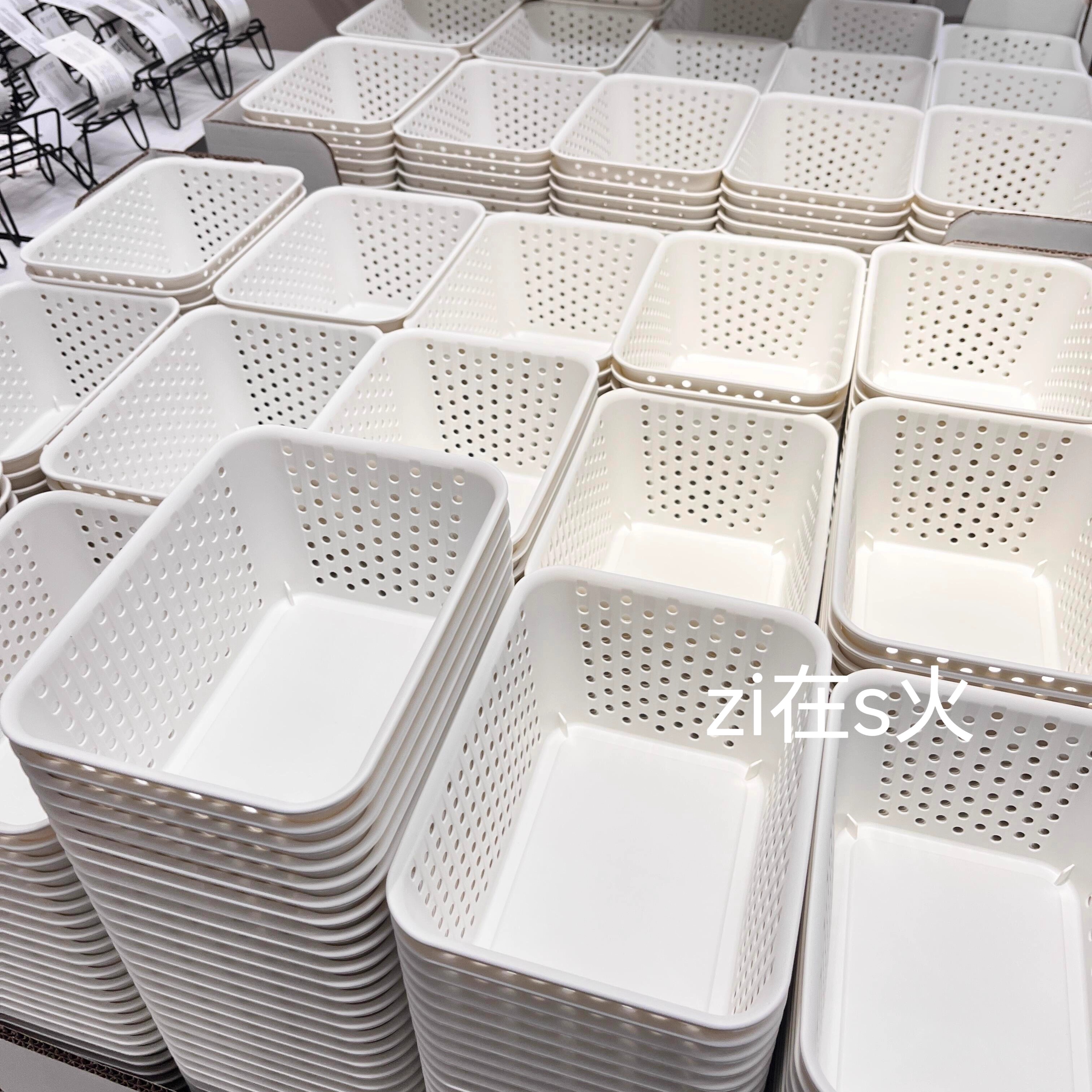 宜家国内代购普鲁司万 储物篮白色15x20x10厘米桌面收纳整理框