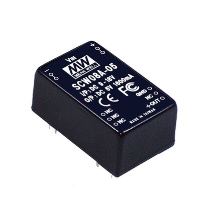 DCW08B-05 8W 18~36V 输入 ±5V稳压双出明纬DC-DC电源
