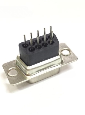 D-SUB连接器直脚焊板接头DP-9P针黑胶公头加高塑胶无卯焊板直插