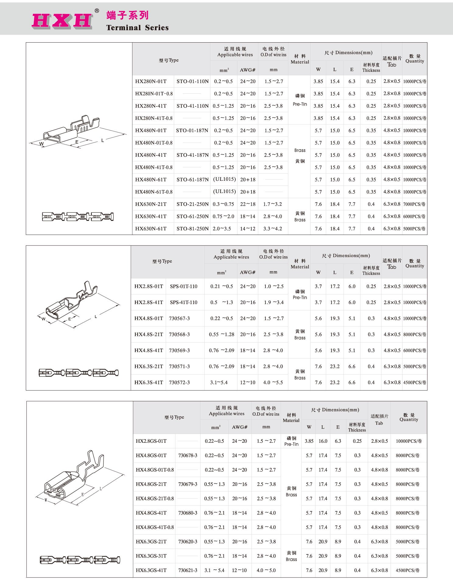 HX280N-61T-0.8-2.8直插长脚-红星连接器 / 100只